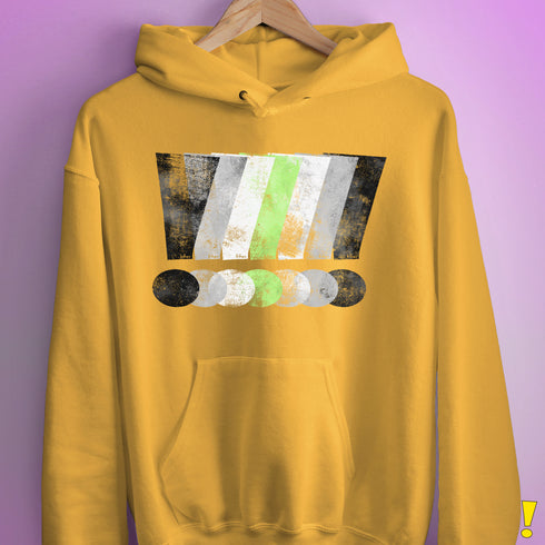 Agender Pride Grunge Exclamation Points Hoodie - Mustard